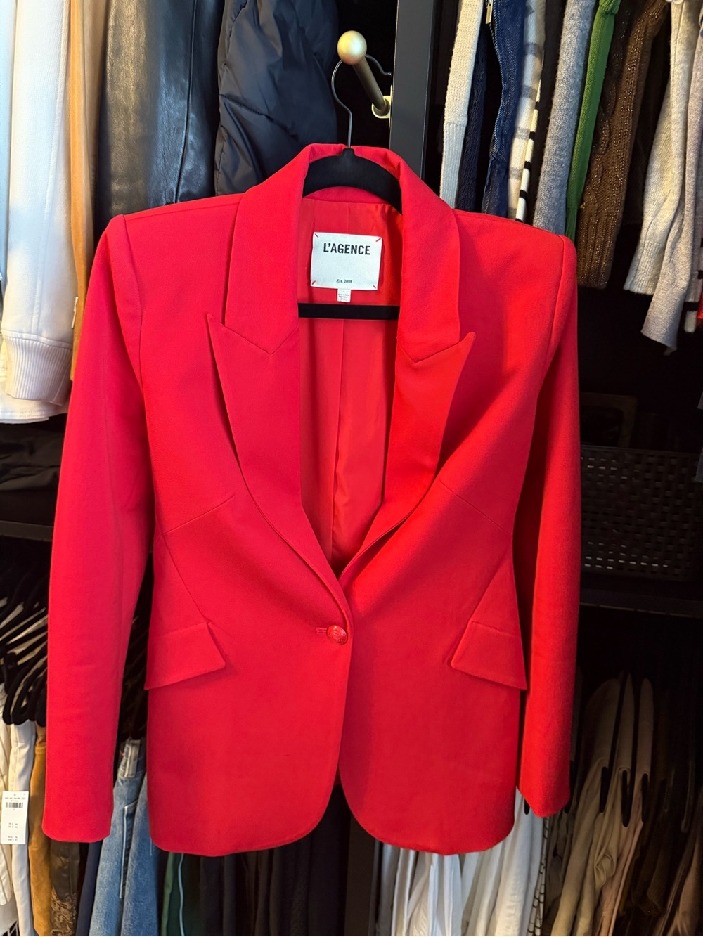 L'AGENCE Vibrant Red Tailored Blazer